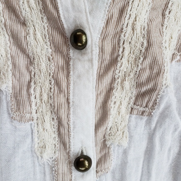 Free People Gauze Lace Trimmed Tunic w/ Brass Butt - Picture 6 of 6
